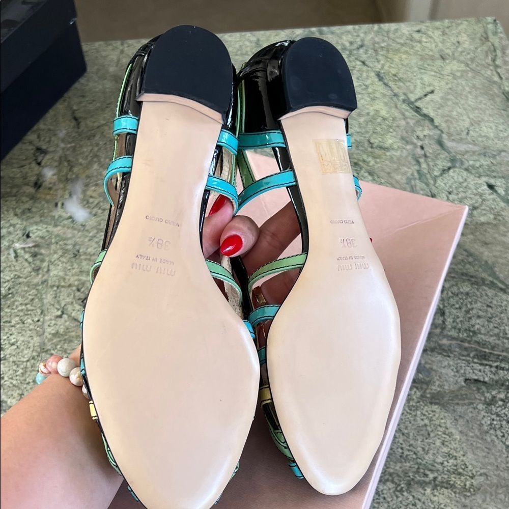 New vintage Miu Miu Black and Multicolor Strappy Heels - Picture 7 of 8